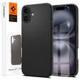 A Spigen tok iPhone 16, Liquid Air, fekete + 9H edzett üveghez