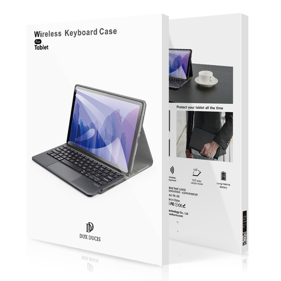 Tok + billentyűzet Samsung Galaxy Tab S9, Dux Ducis Pen Slot TouchPad Leather, fekete