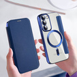 Pattintható tok a Samsung Galaxy S23, Wallet, MagSafe, sötétkék