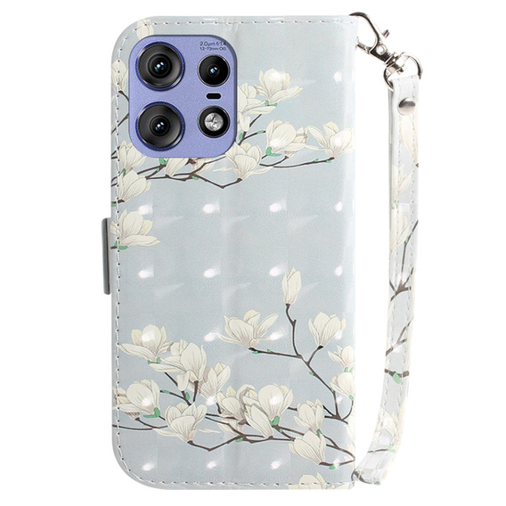 Pattintható tok a Motorola Edge 50 Pro 5G, Wallet, Magnolia Flowers szürke