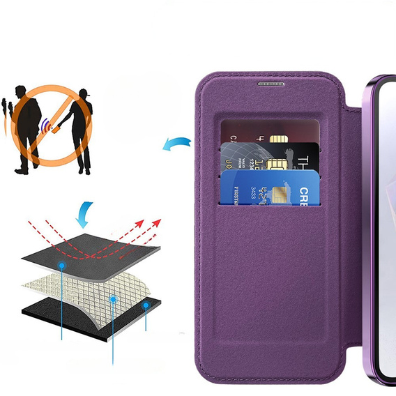 Pattintható tok a Samsung Galaxy A56, RFID Wallet MagSafe CamShield, lila
