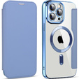 Pattintható tok a iPhone 14 Pro Max, RFID Wallet MagSafe CamShield, kék