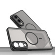 Tok Samsung Galaxy S25 Edge, Kickstand Matt Case, MagSafe-hoz, fekete + képernyőüveg