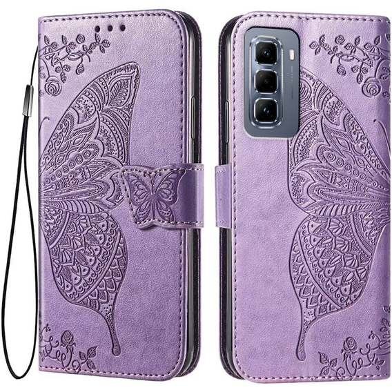Pattintható tok a Infinix Hot 50 Pro 4G, Butterfly, lila