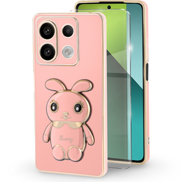 Tok Xiaomi Redmi Note 13 Pro 5G, Rabbit, rózsaszín + Edzett üveg 9H