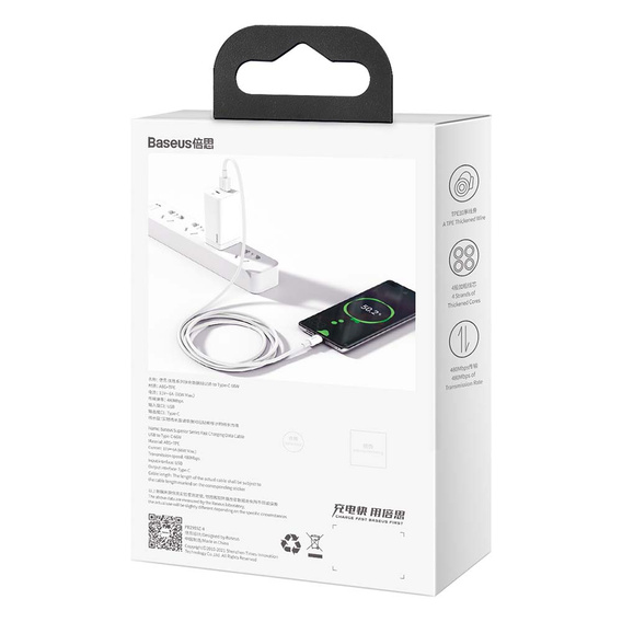 Baseus Superior USB-C 66 W-os kábel, 2,0 m, USB-C-vel rendelkező eszközökhöz