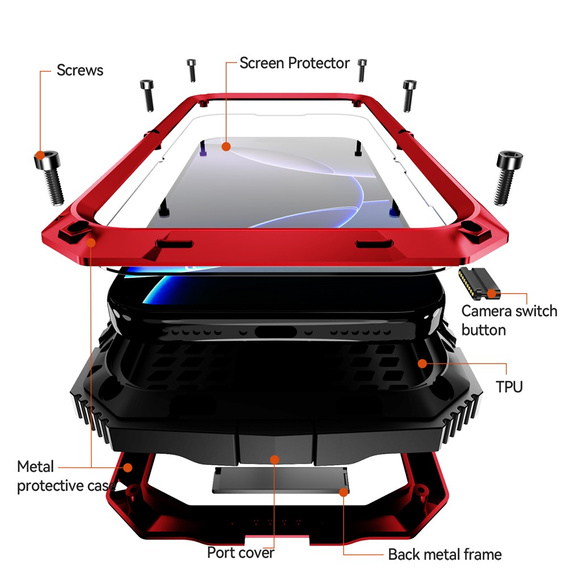 R-JUST tok állvánnyal és beépített üveggel iPhone 17 Pro Max készülékhez