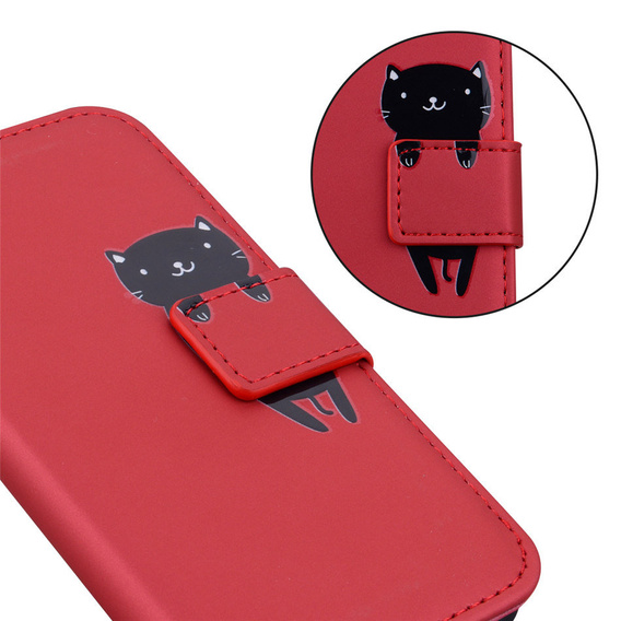 Pattintható tok a Xiaomi Redmi Note 8 Pro, Wallet Cat, piros