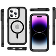 Tok kerettel iPhone 14 Pro készülékhez, MagSafe-hoz, átlátszó / fekete