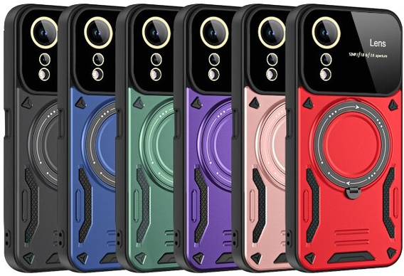 Páncélozott tok a Xiaomi Redmi A3 készülékhez, Magnetic Ring, piros