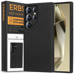 Bőr tok Samsung Galaxy S24 Ultra készülékhez, ERBORD LeatherGuard MagSafe, fekete