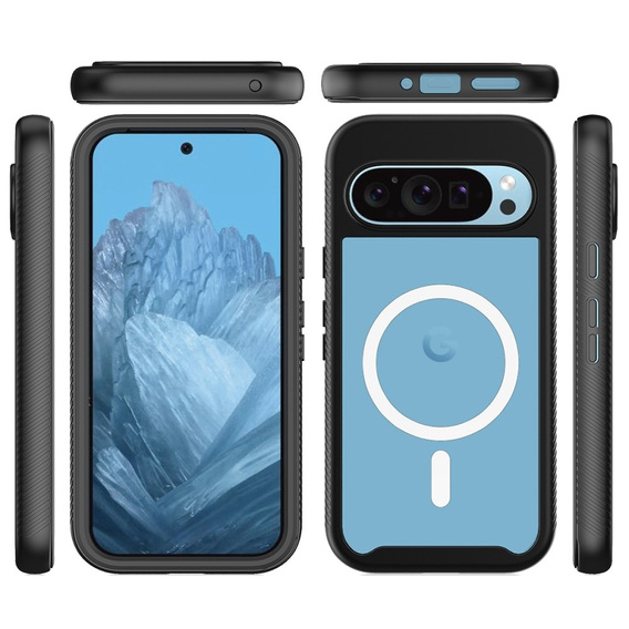 Tok Google Pixel 9 / Google Pixel 9 Pro készülékhez, Shockproof, fóliával, MagSafe-hoz, fekete