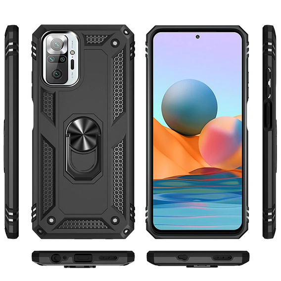 Páncélozott telefontok a Xiaomi Redmi Note 10 Pro, Nox Case Ring, fekete