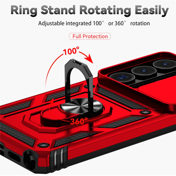 Páncélozott tok állvánnyal és lencsefedéllel a Samsung Galaxy S26 Ultra készülékhez