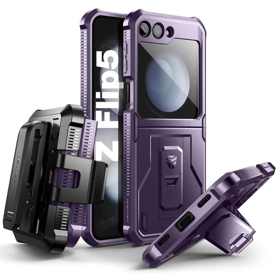 Páncélozott tok Samsung Galaxy Z Flip 5 5G készülékhez, Dexnor Clip Holder, lila