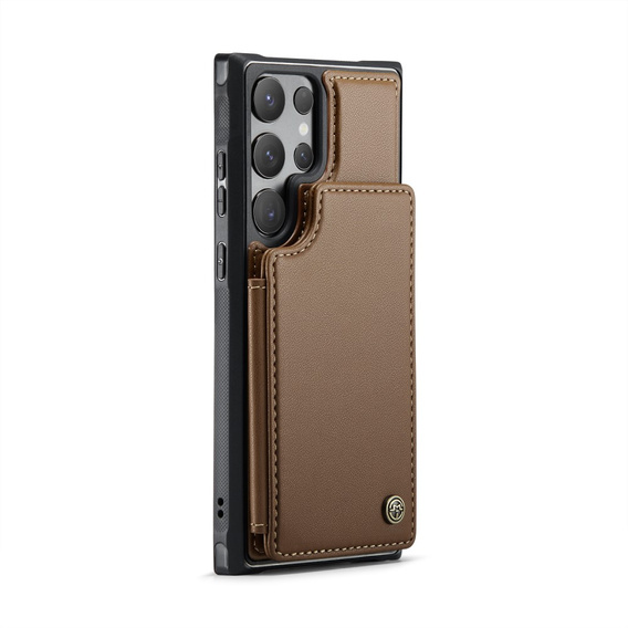 CASEME flip tok Samsung Galaxy S25 Ultra, Litchi Wallet, barna
