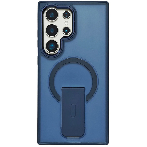 Tok Samsung Galaxy S25 Ultra, Kickstand Matt Case, MagSafe-hoz, kék + képernyőüveg