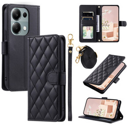 Flap tok Xiaomi Redmi Note 13 Pro 4G / Xiaomi Redmi Note 14S / Xiaomi Poco M6 Pro 4G, Rhombus Crossbody Leather, fekete