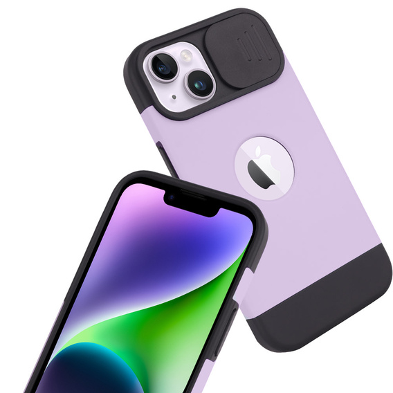 ERBORD MagSafe Cam Slider tok, lila + képernyővédő üveg iPhone 13 / iPhone 14 készülékekhez