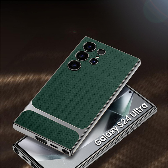 Telefontok a Samsung Galaxy S24 Ultra, GKK Woven Leather, zöld