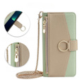 Flip tok Samsung Galaxy A56 5G, Wallet Zipper Pocket, tükörrel, zöld
