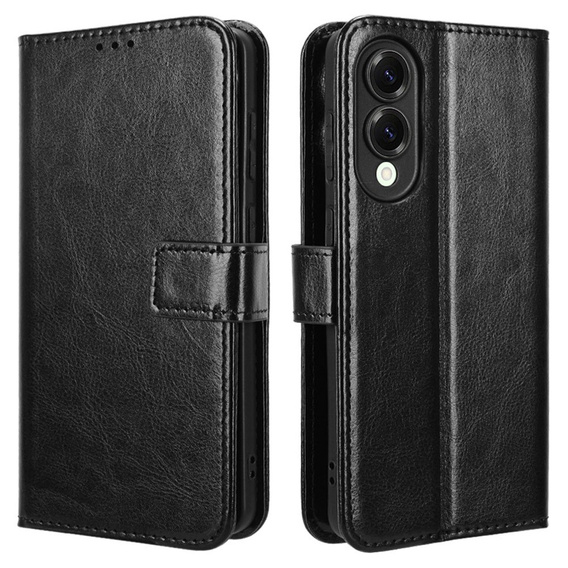 Pattintható tok a Samsung Galaxy S25 Edge, Crazy Horse Wallet, fekete