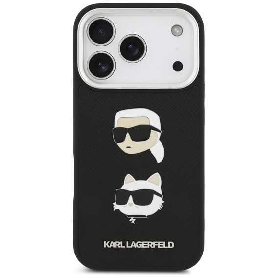 Karl Lagerfeld Grained Karl & Choupette Heads Pins & Logo tok iPhone 17 Pro-hoz