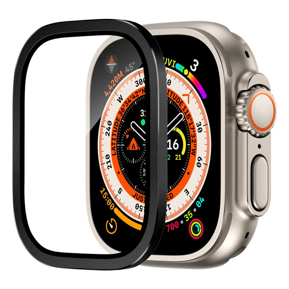 Védőkeret edzett üveggel az Apple Watch Ultra 1/2/3 49 mm-es órájához