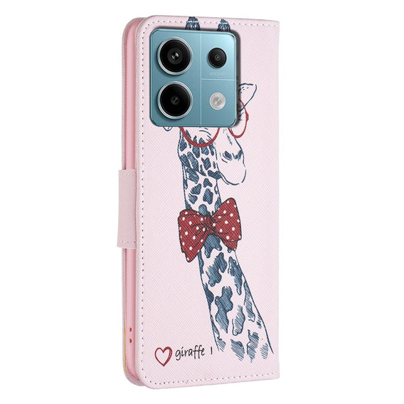 Pattintható tok a Xiaomi Redmi Note 13 Pro 5G, Wallet, Giraffe rózsaszín