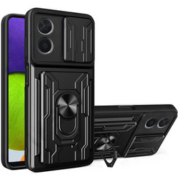 Páncélozott tok a Oppo A18 4G / A38 4G, Camera Slide Card Slot, fekete