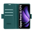 Tok Oppo Reno 13F / Oppo Reno 13FS, ERBORD Glossy Litchi, pénztárca patenttal, zöld