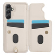 Tok Samsung Galaxy A55 5G, Leather Flower Card Slot, bézs színű
