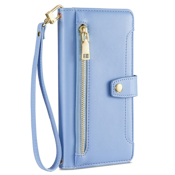 Pattintható tok a Motorola Edge 40 Neo, Wallet Zipper Pocket, kék