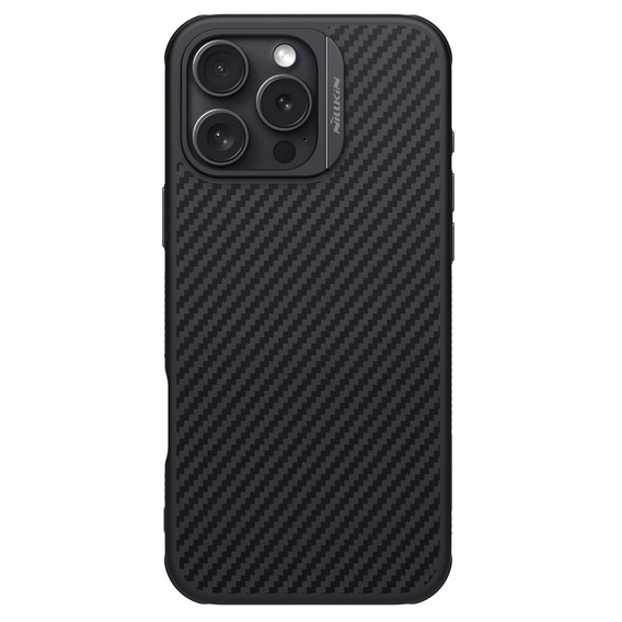 Tok iPhone 16 Pro Max, páncélozott Nillkin, Carbon Fiber, Magsafe, fekete