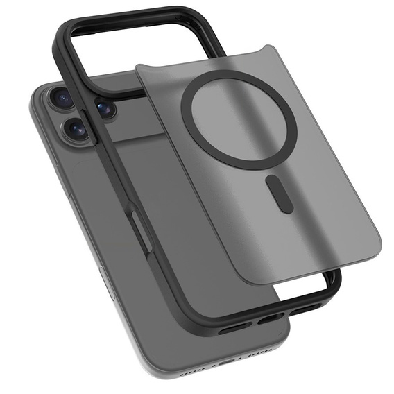 Matt tok iPhone 17 Pro Max készülékhez, MagSafe-hoz, áttetsző fekete