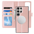Pattintható tok Samsung Galaxy S23 Ultra, pénztárca, MagSafe-hoz, rózsaszín rose gold