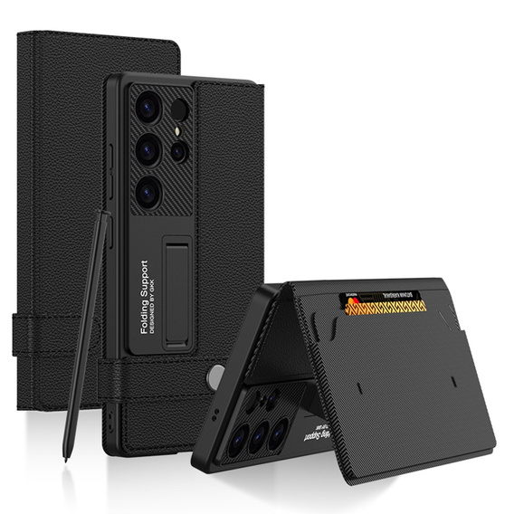 Pattintható tok Samsung Galaxy S25 Ultra, GKK Card Slot Wallet, fekete
