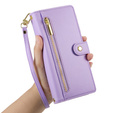 Pattintható tok a Samsung Galaxy S25, Wallet Zipper Pocket, lila