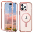 Tok iPhone 16 Pro Max, Shockproof Hybrid, fóliával, MagSafe-hoz, rózsaszín
