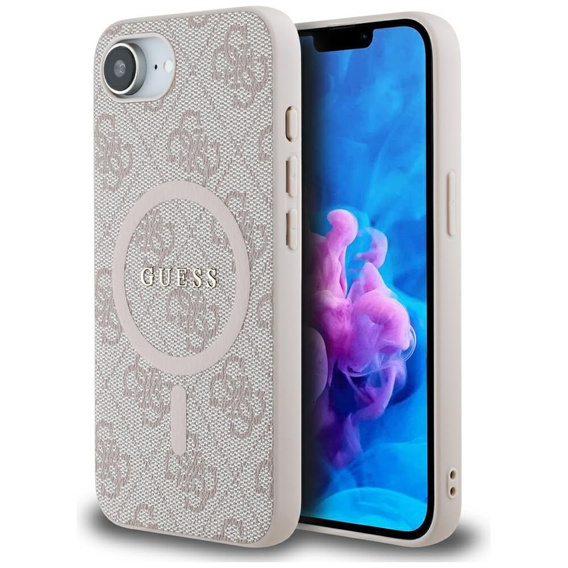Guess HC MagSafe PU 4G gyűrűs klasszikus logós tok iPhone 16e-hez