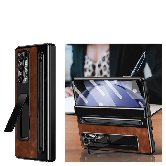 Leather+PC tok állvánnyal, üveglapkal és tollal Samsung Galaxy Z Fold6 5G készülékekhez
