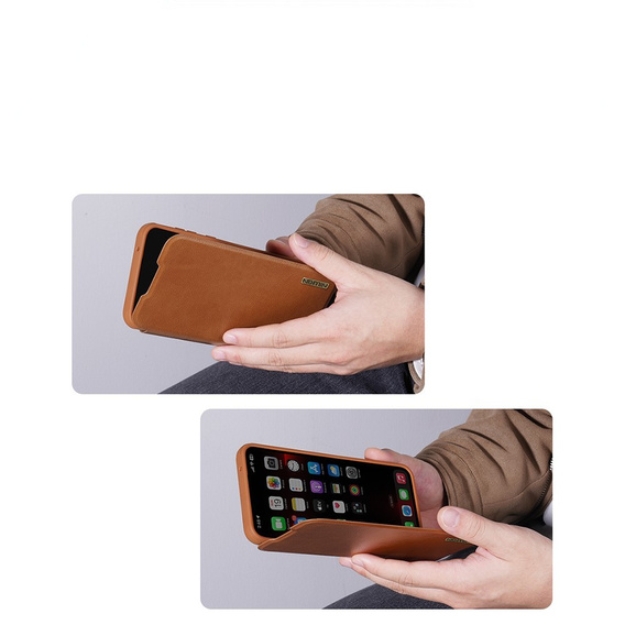 NILLKIN flip tok Samsung Galaxy A56, CamShield Qin Pro, bőr, fekete