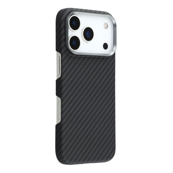 Tok iPhone 17 Pro készülékhez, szénszálas, MagSafe-hoz, fekete