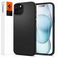 A Spigen tok iPhone 15, Liquid Air, fekete + 9H edzett üveghez