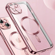 Tok iPhone 15-hoz, Electro MagSafe, rózsaszín + üveg a képernyőhöz
