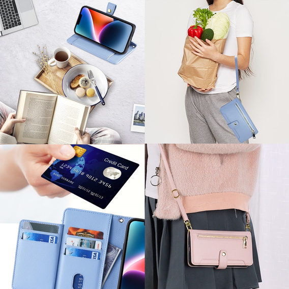 Pattintható tok a Xiaomi Redmi Note 13 Pro+, Wallet Zipper Pocket, kék