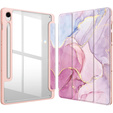 Tok Samsung Galaxy Tab S10 Lite / S10 FE / S9 FE, Smartcase Hybrid, tolltartó résszel, Marble rózsaszín