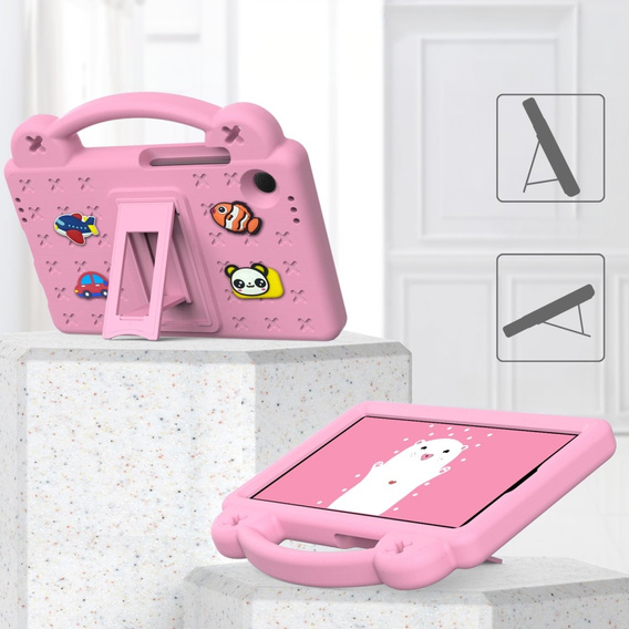 Gyermek tok Samsung Galaxy Tab A9, Cute Patterns, állvánnyal, rózsaszín