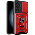 Páncélozott tok Samsung Galaxy A56, CamShield Slide, piros + edzett üveg 9H
