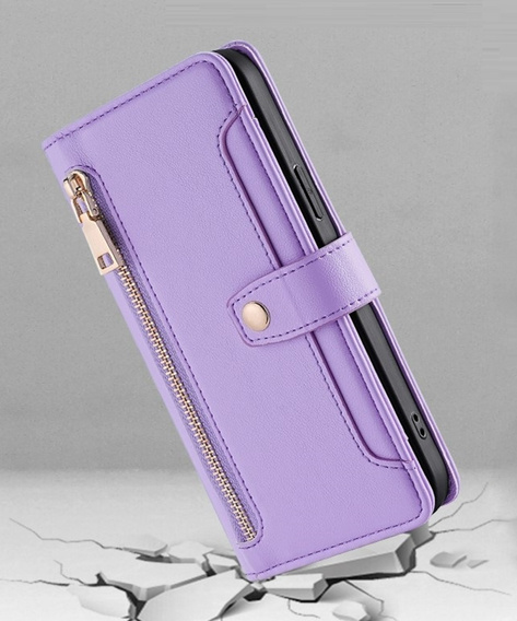 Pattintható tok a Oppo Reno 13, Wallet Zipper Pocket, lila